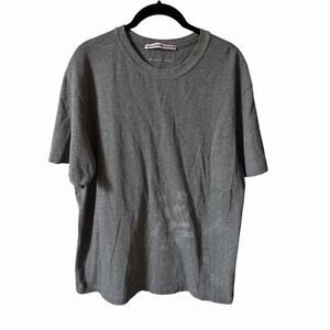 Alexander Wang Mens Large T-Shirt Puff Logo Gray Glitter Sparkle Tee Smaif